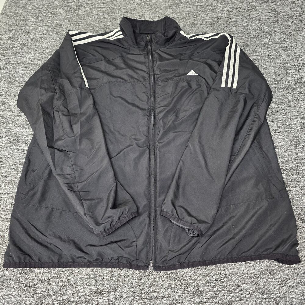 Vintage Adidas 3 Stripe Full Zip Up Track Jacket Men's 2XL Black White Pockets